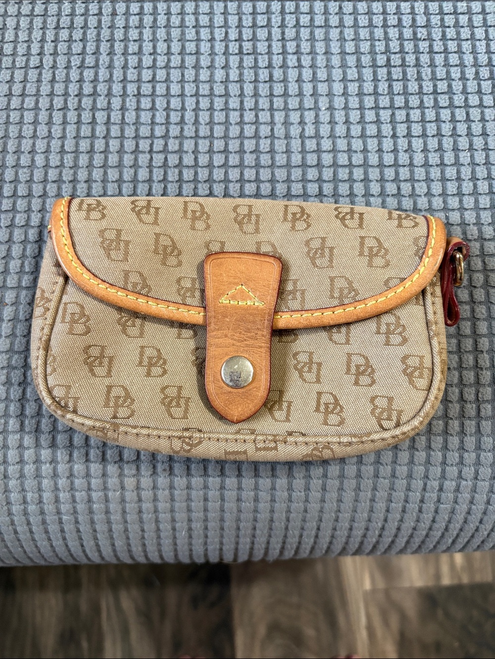 Dooney & Bourke Tan Logo Snap Wallet with Leather Trim